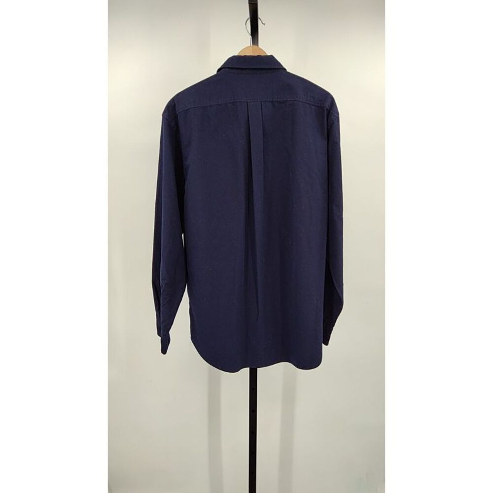 Quince Organic Cotton Stretch Textured Twill Shirt Navy Sleeved Top XL - Picture 2 of 2